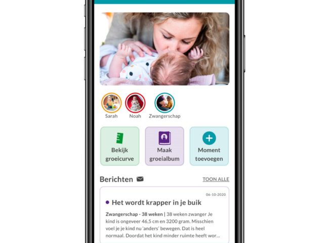 Mobiel device screenshot van de Groeigids app